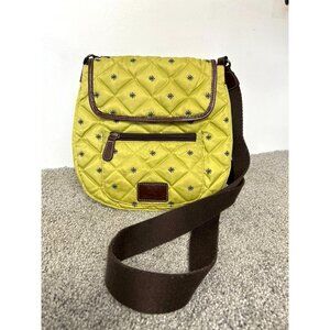 Eddie Bauer Quilted Down Crossbody Bag in Green/Brown